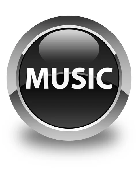 Hudba lesklé černé kulaté tlačítko — Stock fotografie