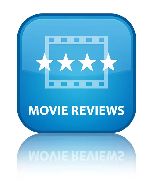 Film reviews speciale cyaan blauw vierkante knop — Stockfoto