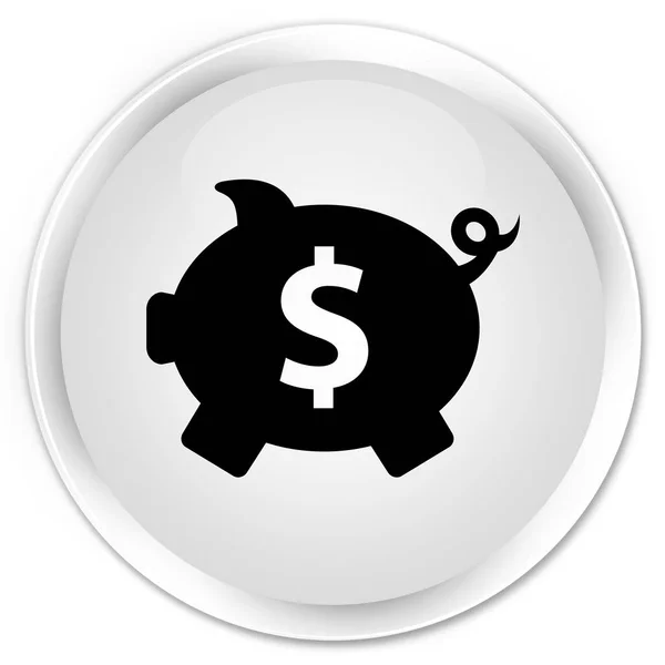 Свинячий банк знак долара значок преміум біла кругла кнопка — стокове фото