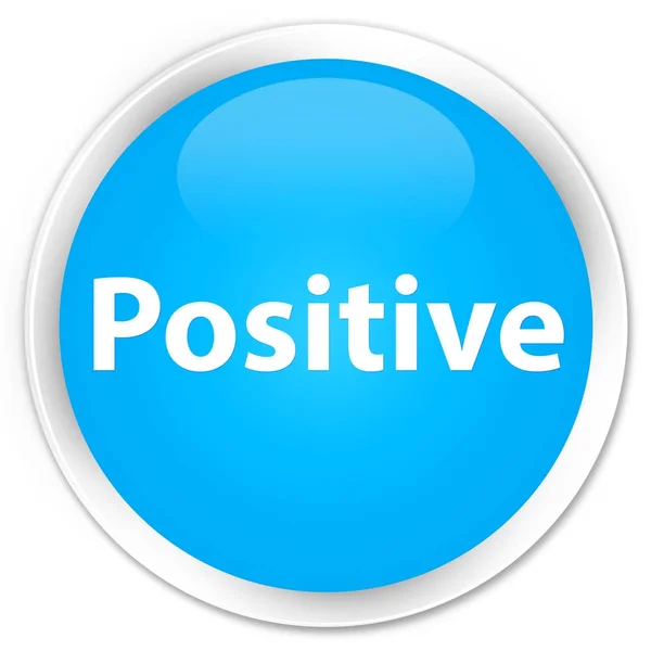 Botão redondo azul ciano premium positivo — Fotografia de Stock