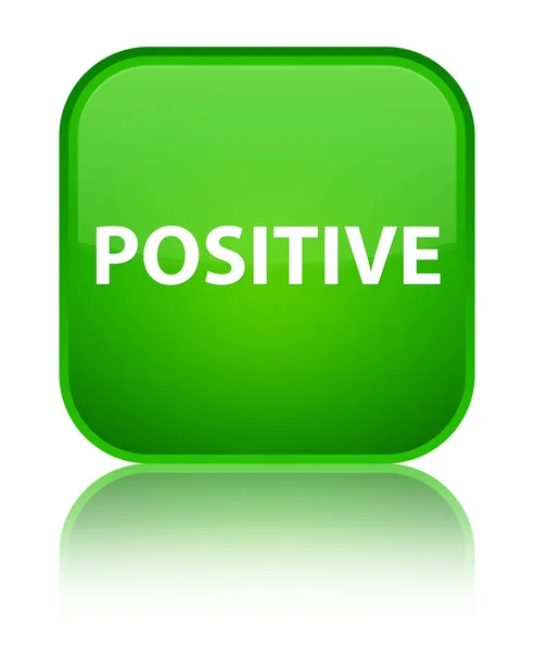 Pozitivní speciální zelené čtvercové tlačítko — Stock fotografie