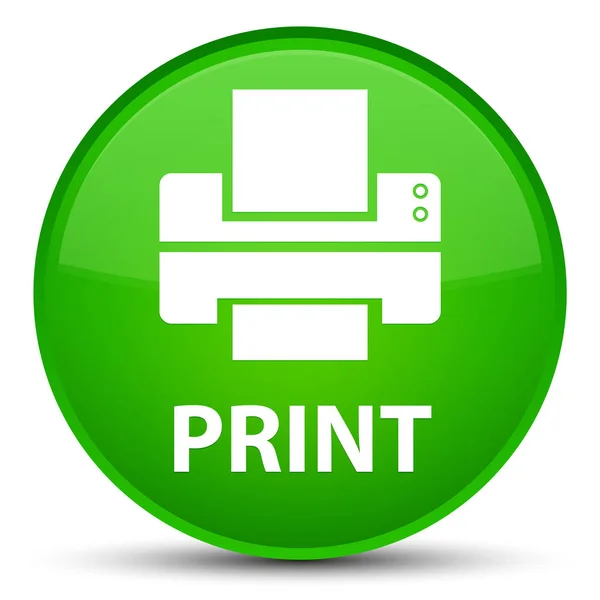 打印 (打印机图标) 特殊绿色圆形按钮 — 图库照片