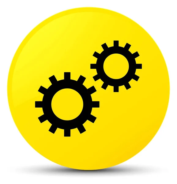 Processo icona giallo pulsante rotondo — Foto Stock