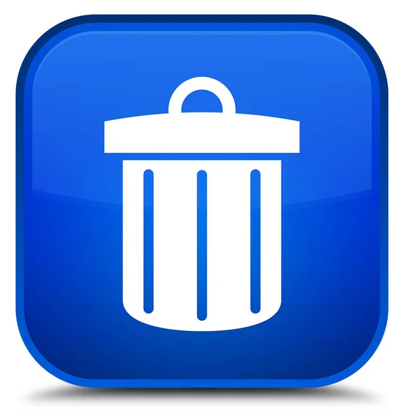 Иконка корзины - специальная синяя квадратная кнопка — стоковое фото