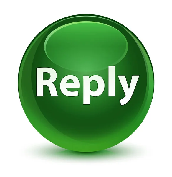 Reply glassy soft green round button — Stock Photo, Image