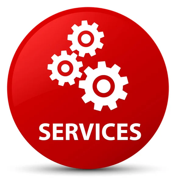 Szolgáltatások (fogaskerekek ikonra) piros kerek gomb — Stock Fotó