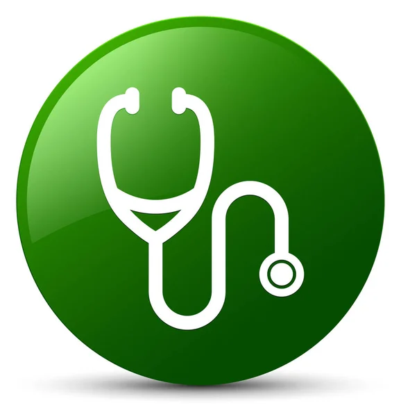 Stethoscope icon green round button — Stock Photo, Image