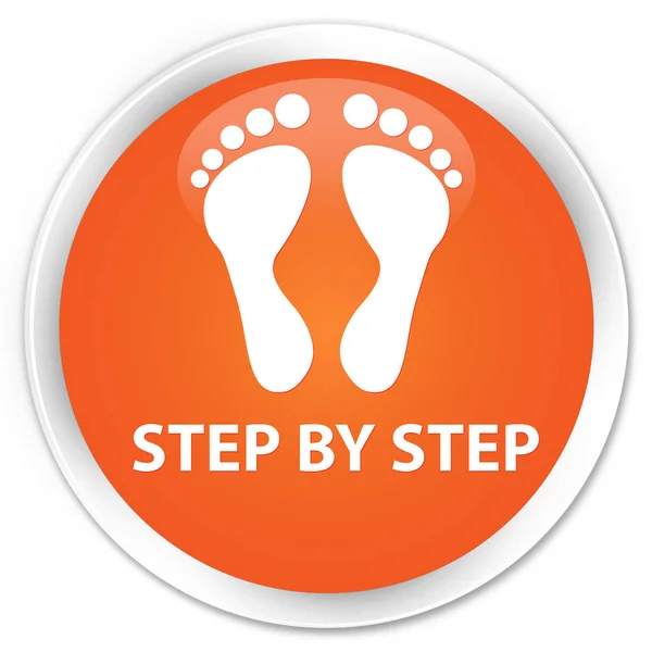 Schritt für Schritt (Fußabdruck-Symbol) Premium orange runde Taste — Stockfoto