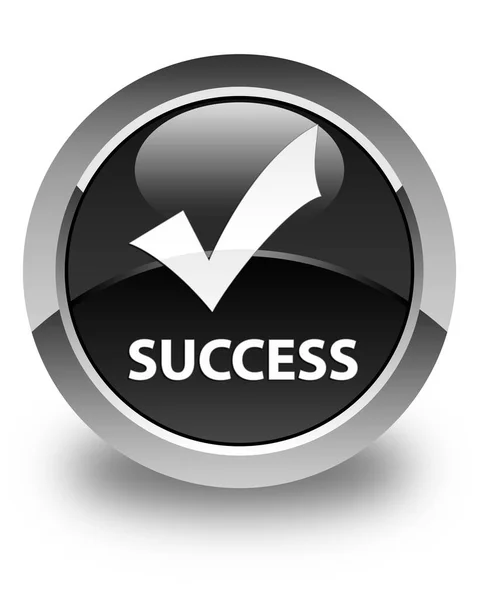 Успіх (правильна піктограма) глянцева чорна кругла кнопка — стокове фото