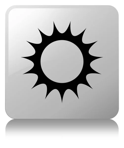 Sun icon white square button — Stock Photo, Image