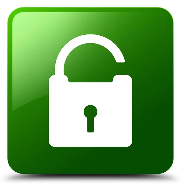 Sblocca icona pulsante quadrato verde — Foto Stock