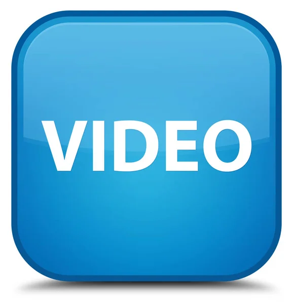 Vídeo especial cyan azul botón cuadrado — Foto de Stock