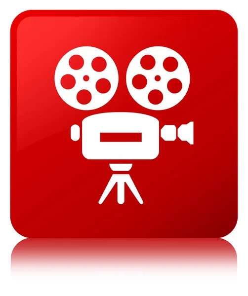 Icona della videocamera pulsante quadrato rosso — Foto Stock