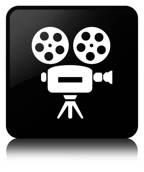 Icône caméra vidéo bouton carré noir — Photo