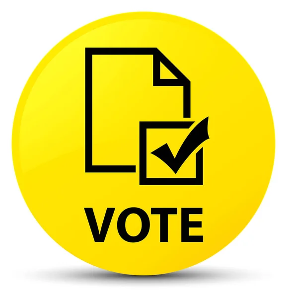 投票 (调查图标) 黄色圆形按钮 — 图库照片