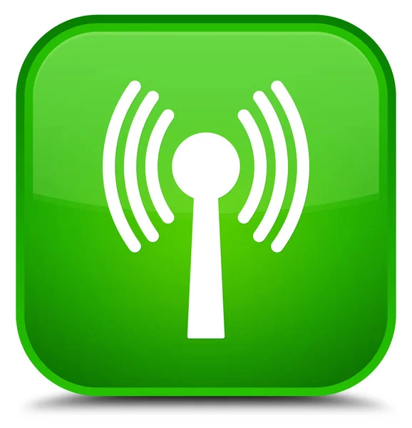 Wlan icono de red especial botón cuadrado verde — Foto de Stock