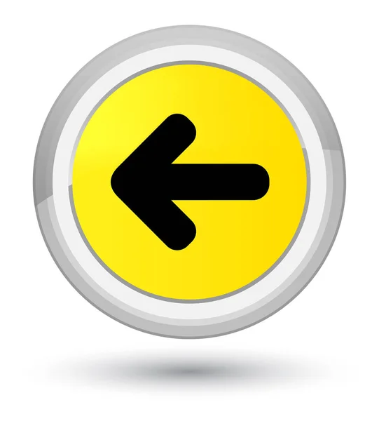 Back arrow icon prime yellow round button — Stock Photo, Image