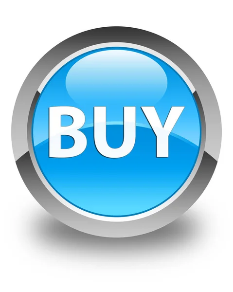 Kaufen hochglanz cyanblau runden Knopf — Stockfoto