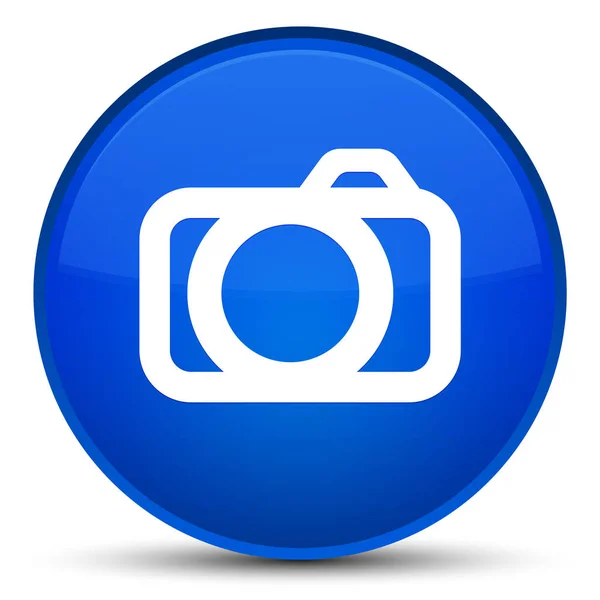 Icona della fotocamera speciale pulsante rotondo blu — Foto Stock