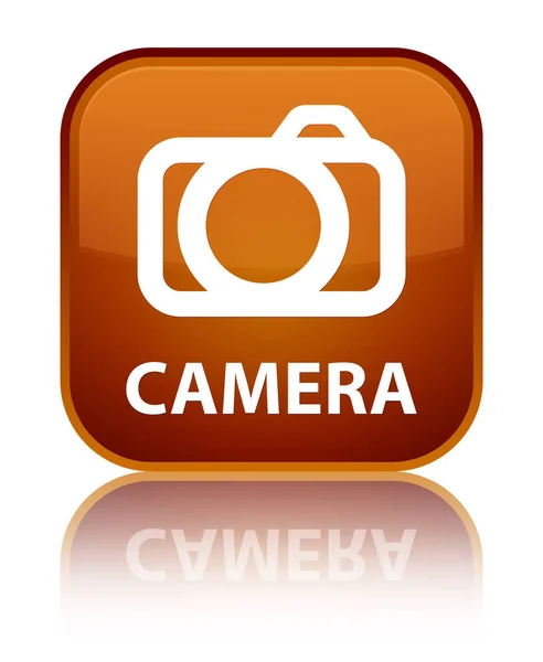 カメラ特別な茶色の正方形ボタン — ストック写真