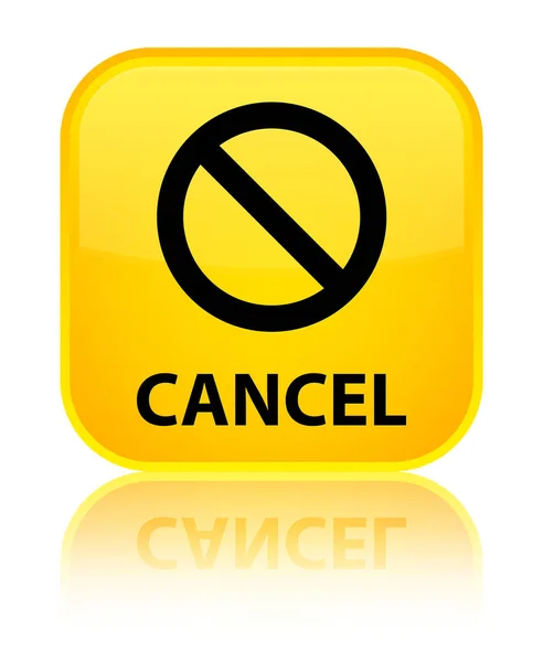Annuler (icône de signe d'interdiction) bouton carré jaune spécial — Photo