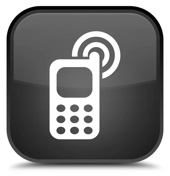 Mobil csengőhang ikon különleges fekete négyzet gomb — Stock Fotó