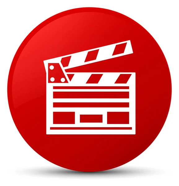 영화 클립 아이콘이 빨간색 라운드 버튼 — 스톡 사진