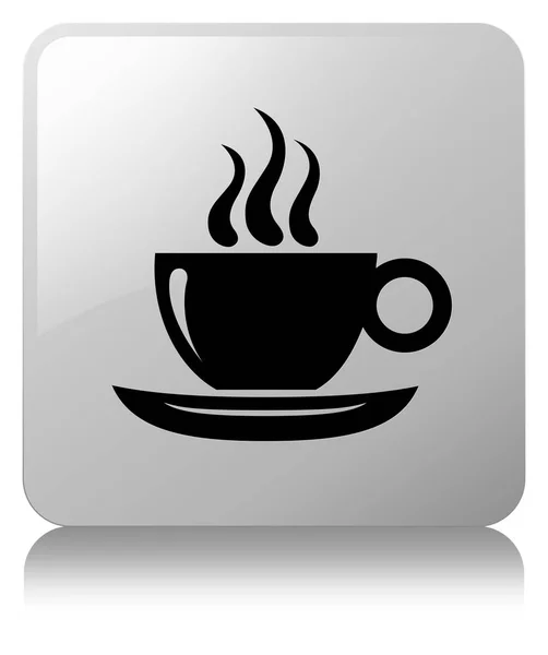 Кофе Кубок значок белый квадрат кнопки — стоковое фото
