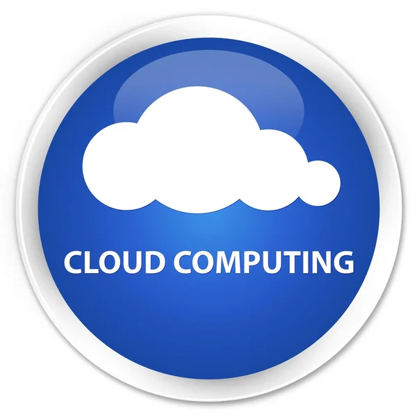 Cloud computing botón redondo azul premium — Foto de Stock