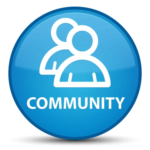 Comunidad (icono del grupo) botón redondo azul cian especial —  Fotos de Stock