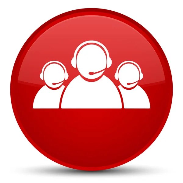 Kunden vård team ikonen speciella röda runda knappen — Stockfoto