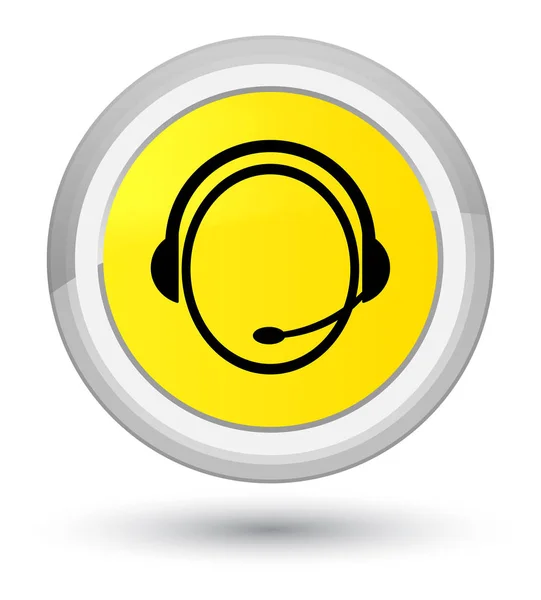 Icône du service à la clientèle bouton rond jaune prime — Photo