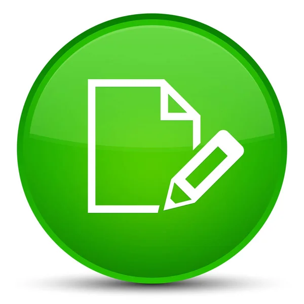 Upravit dokument ikonu speciální zelené kulaté tlačítko — Stock fotografie