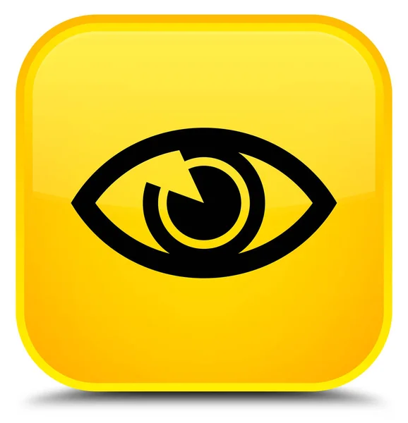 Eye icon special yellow square button — Stock Photo, Image