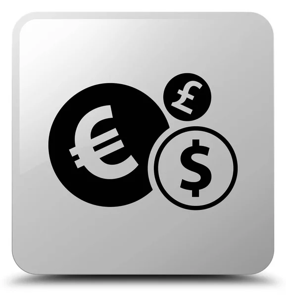 Pénzügyek ikon fehér négyzet gomb — Stock Fotó