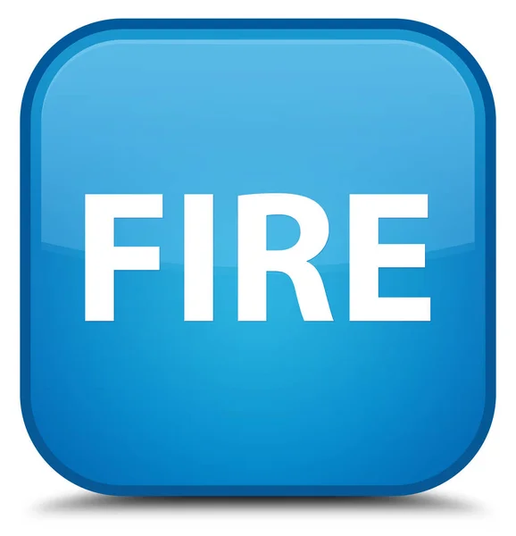 Fire special cyan blue square button — Stock Photo, Image