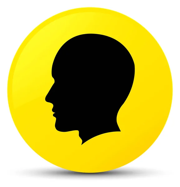 Cabeça macho ícone rosto amarelo botão redondo — Fotografia de Stock