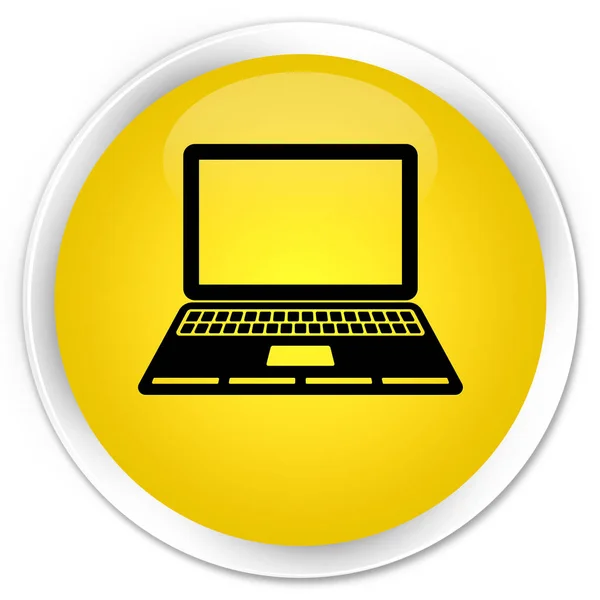 Laptop icon premium yellow round button