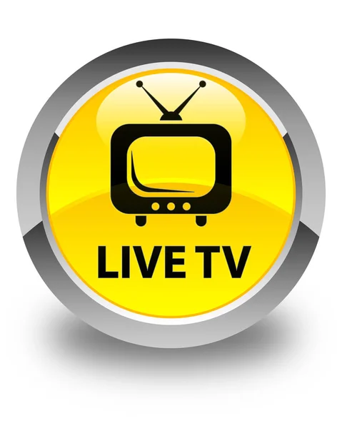 Live tv bouton rond jaune brillant — Photo