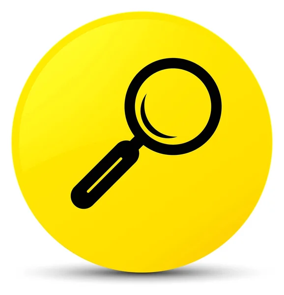 Żółta ikona lupy okrągły przycisk — Zdjęcie stockowe
