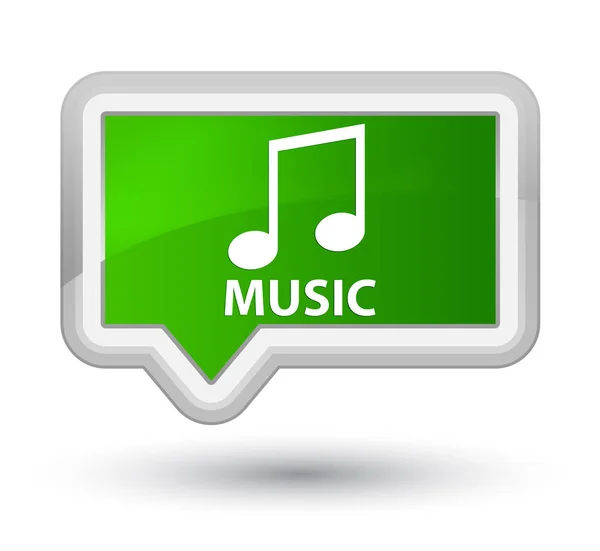 Música (ícone de melodia) botão banner verde principal — Fotografia de Stock