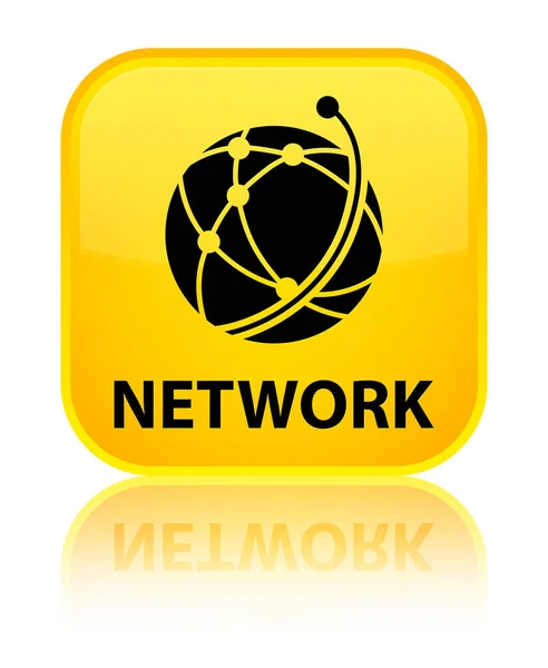 Network (globalna sieć ikona) przycisk specjalny żółty kwadrat — Zdjęcie stockowe