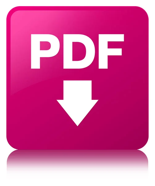 PDF descargar icono rosa botón cuadrado — Foto de Stock