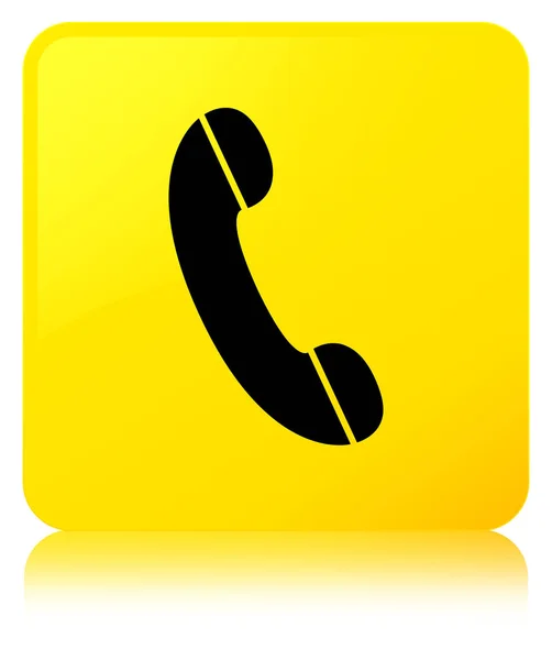 Τετράγωνο κουμπί κίτρινο εικονίδιο τηλεφώνου — Φωτογραφία Αρχείου