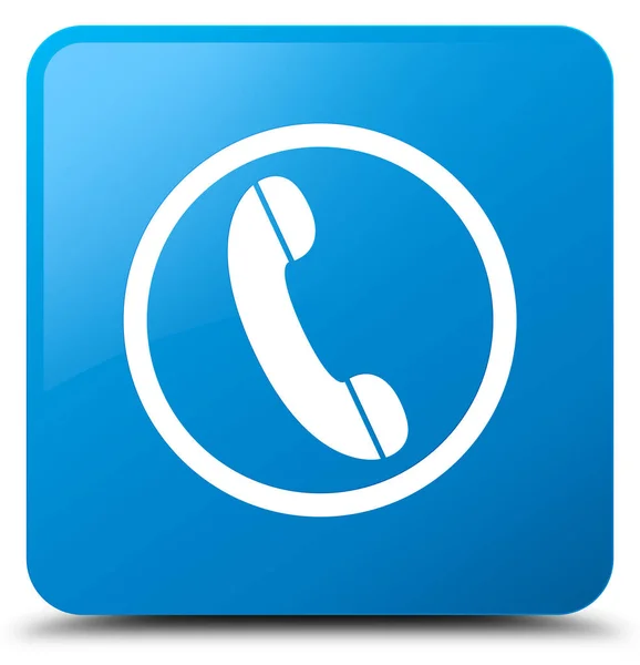 Telefon azurová modrá čtvercové tlačítko — Stock fotografie