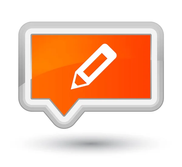 Ícone de lápis botão de banner laranja prime — Fotografia de Stock