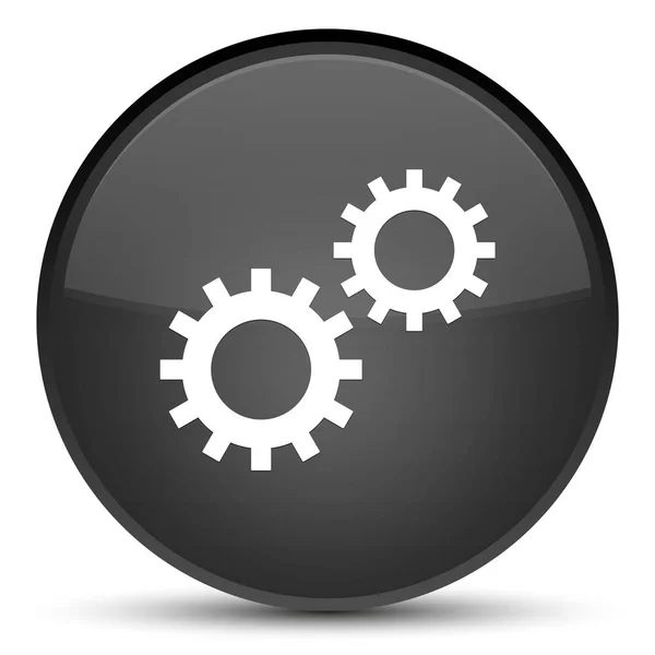 Processen ikonen speciella svarta runda knappen — Stockfoto