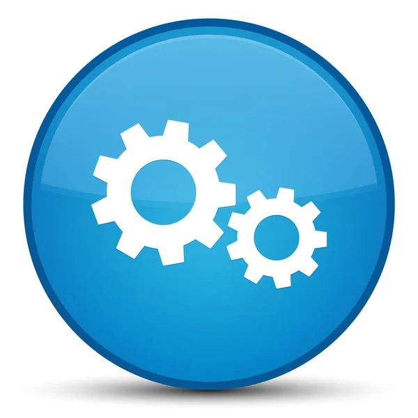 Icono de proceso especial botón redondo azul cian —  Fotos de Stock