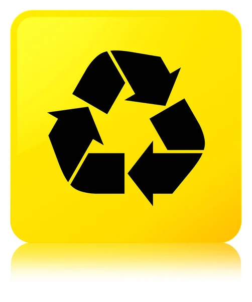 Recycling-Symbol gelber quadratischer Knopf — Stockfoto