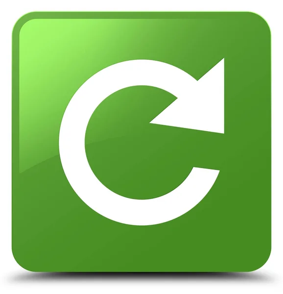 Odpowiedź ikonę Obróć miękki zielony przycisk kwadratowy — Zdjęcie stockowe